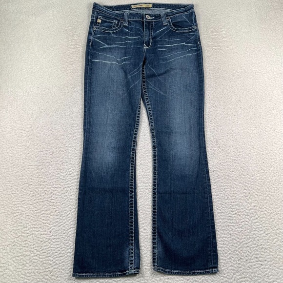 Big Star Jeans Womens 30R Hazel Curvy Fit Low Rise Bootcut Whiskered Denim Blue - Picture 1 of 12